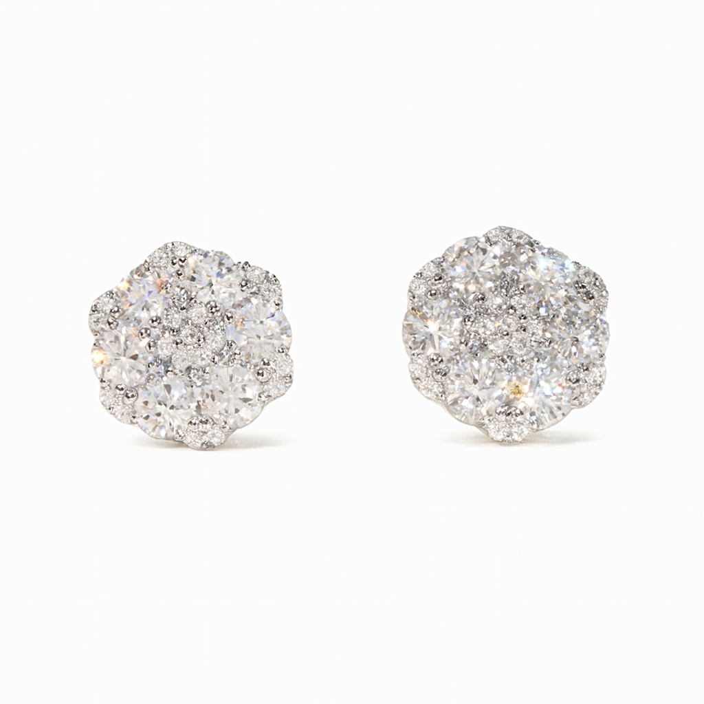 Cluster Stud Moissanite Earrings