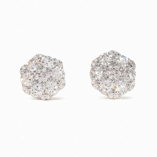 Cluster Stud Moissanite Earrings